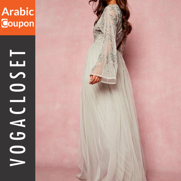 Boohoo embroidered maxi dress at the best price with Vogacloset coupon